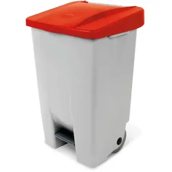 BRB Rolleimer mit Tretöffnung, Inhalt 80 Liter, grau/rot