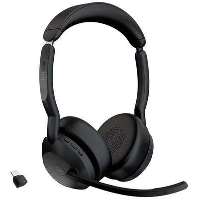 Jabra Evolve 2 55 MS Stereo On Ear Headset Bluetooth® Stereo Schwarz Noise Cancelling, Mikrofon-Rauschunterdrückung Computer -