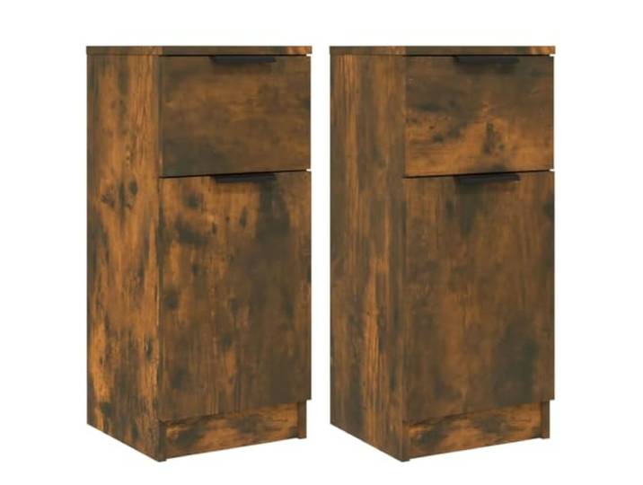 HGFDVCMR 2er Set Sideboard Räuchereiche 30x30x70 cm Holzwerkstoff Kompakte Beistellschränke mit Schublade und Fach für Schlafzimmer, Flur und Wohnbereich.