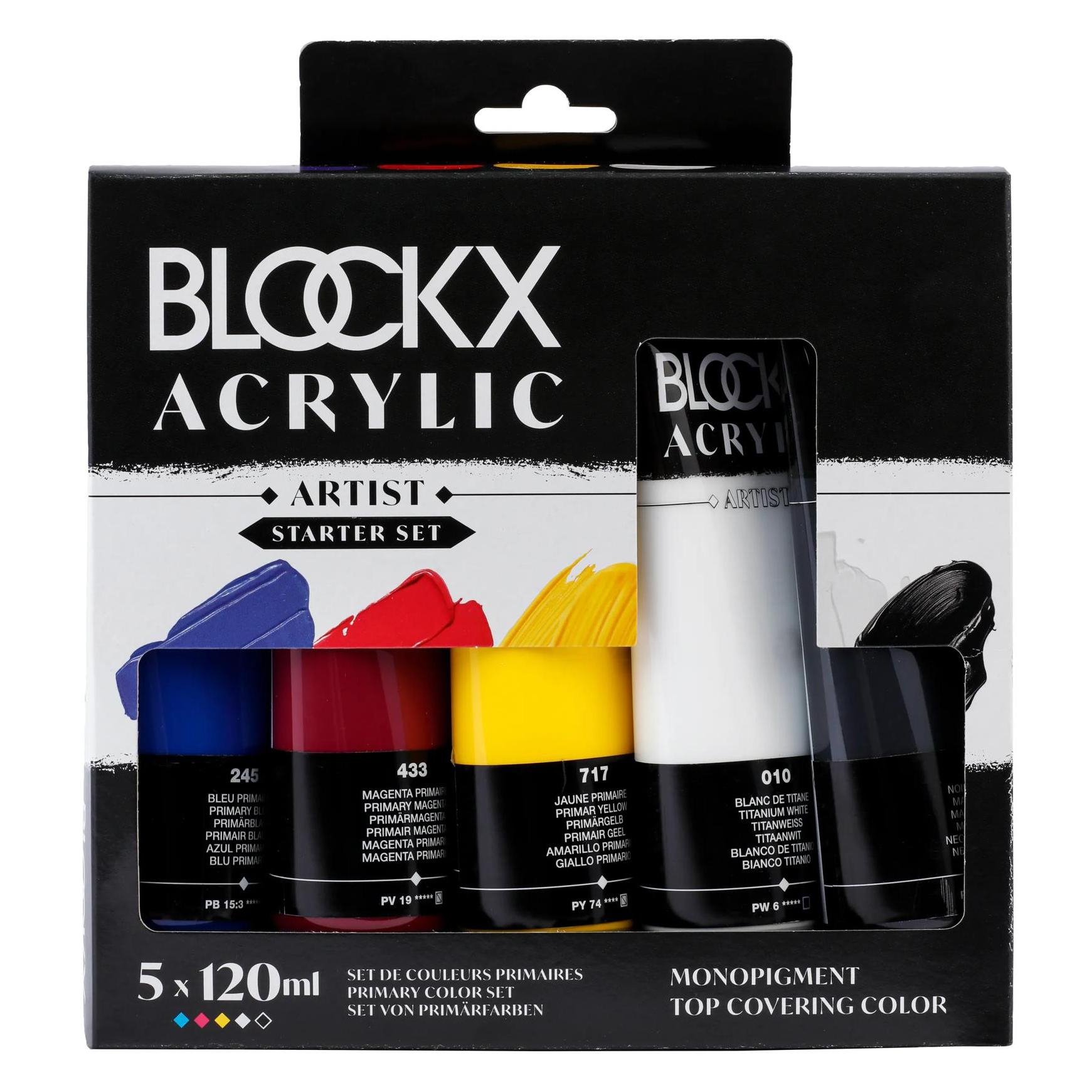 BlockX Set Acrylfarben, Acrylic Artist, 5x120ml - Primärfarben (120 ml) (65120BXC)
