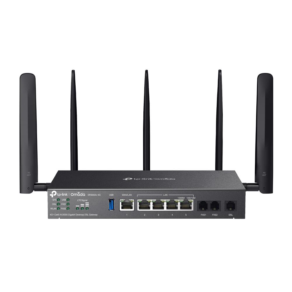 TP-Link Omada 4G+ Cat6 AX3000 Wi-Fi 6 Gigabit Desktop DSL Gateway DR3650v-4G