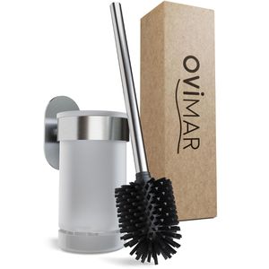 ovimar WC-Bürste Toilettenbürste Tranerodde, silber, mit Silikonborsten & Glas-Bürstenhalter