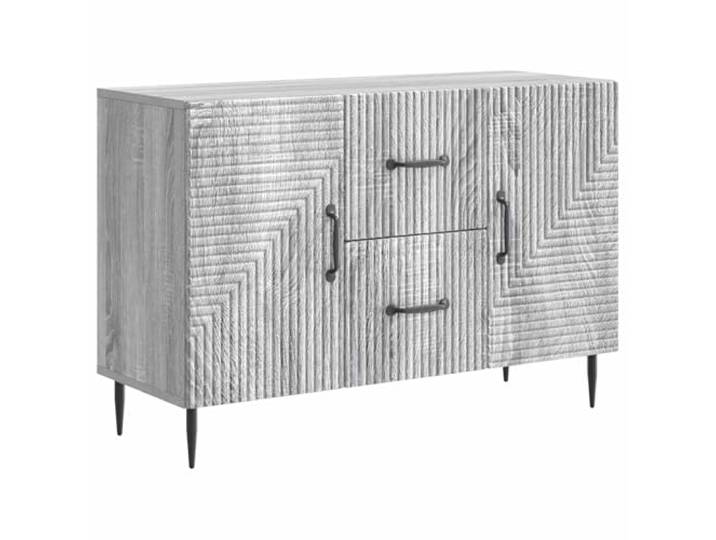 KGHFDVB Sideboard Grau Sonoma 89 cm Holzwerkstoff Vintage Design, Konische Beine, Stangengriff, Mit Wandbefestigung, Für Wohnzimmer Und Esszimmer
