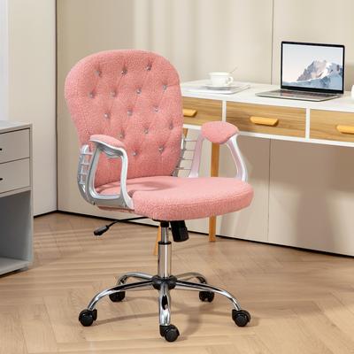 Vinsetto Teddy Fleece Home Office Chair, Button Tufted Desk Chair