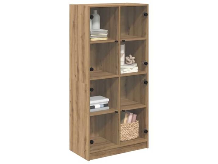 KTHLBRH Anrichte 68 x 37 x 142 cm aus technischem Holz Transparente PVC-Türen, matte Metallknöpfe, minimalistisches Design, Aufbewahrungsschrank für Wohnzimmer