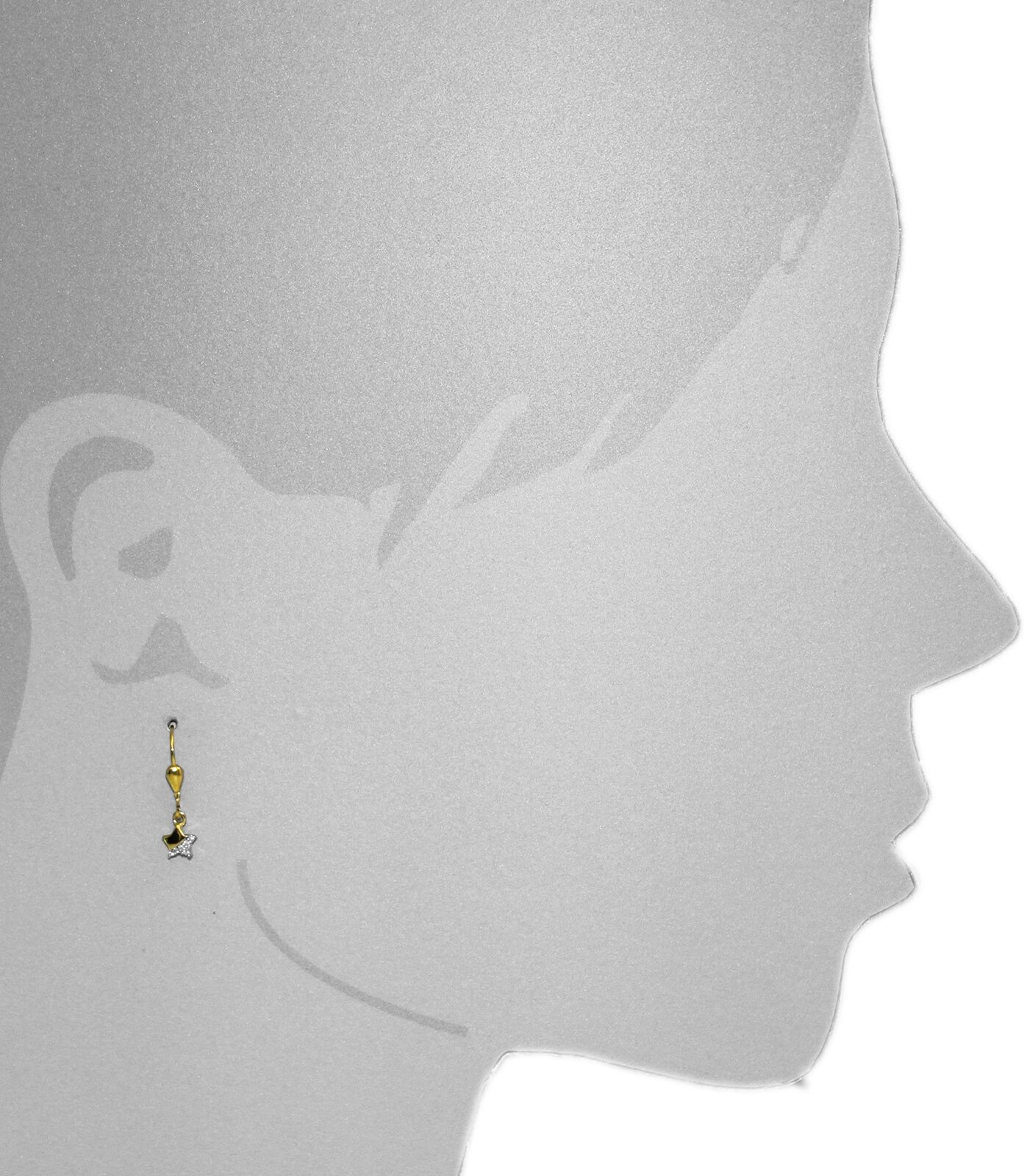 Paar Ohrhänger OSTSEE-SCHMUCK "Ostsee-Schmuck Ohrhänger Stern Ohrhänger Stern", gelb (weiß, neutral), Ohrringe, Damen, 22x6mm, Gelbgold 333, Paar Ohrhänger weiß, neutral 22x6mm, Gelbgold 333
