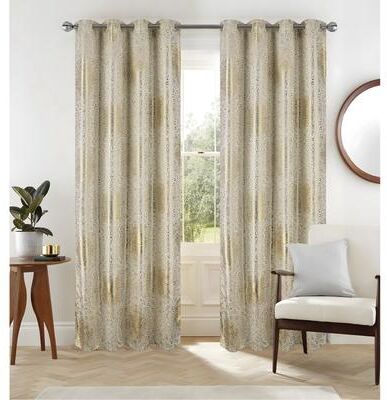 RT Designer Collection "Helena Metallic Foil Privacy Window Curtain Panel 90"""