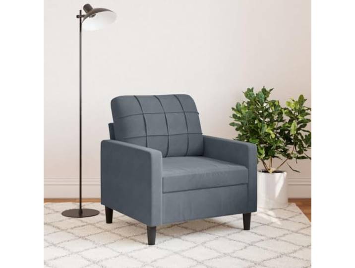 KTHLBRH Sessel dunkelgrau 60 cm Samt Schaumstoff, Metallrahmen, modernes Design, für Wohnzimmer