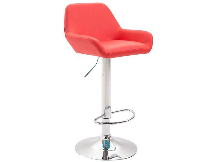 TPFLiving Barhocker Bragnum Gestell Metall in Chromoptik Kunstleder - Rot