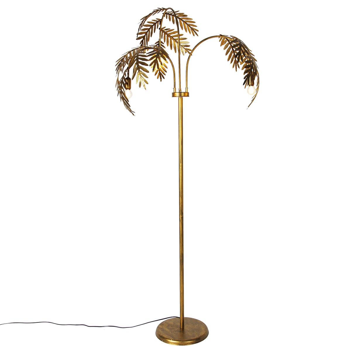 Qazqa Botanica Smart vloerlamp goud met 3 Wifi P45 led lampen, Hoogte: 193 cm