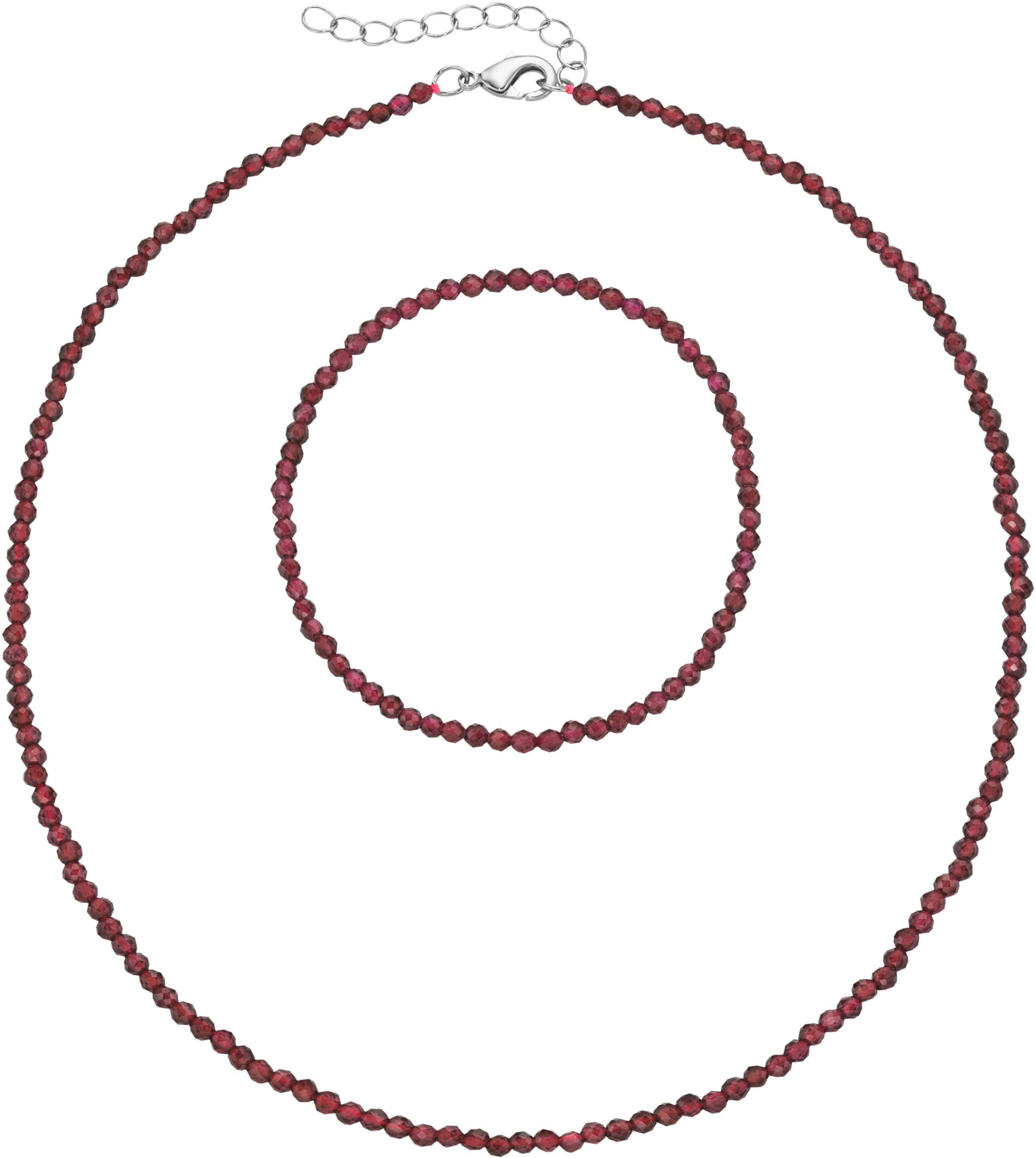 Ketten und Armband Set FIRETTI "Multipack Schmuck Geschenk Armkette Halskette", bunt (silberfarben, rot, rot), Schmuck_Sets, Damen, Elasthan, Messing, Polyester, Ketten und Armband Set, facettierte Edelsteine silberfarben, rot, rot Einheitsgröße