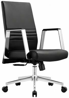LeisureMod "Aleen 19"" Ergonomic Adjustable Swivel Office Chair - Fixed Armests, Tilt, Leather Upholstered"