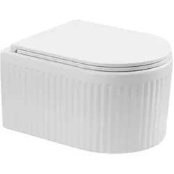 Invena Glamour WC-Becken mit Absenkautomatik-Sitz hängend Spülrandlos weiß seidenmatt CE-92-001