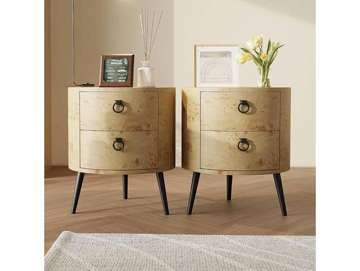 Lot de 2 Table de Chevet Armoire de Chevet avec 2 Tiroirs 47x47x55cm Meuble de Rangement Chambre à Coucher Maison Bois
