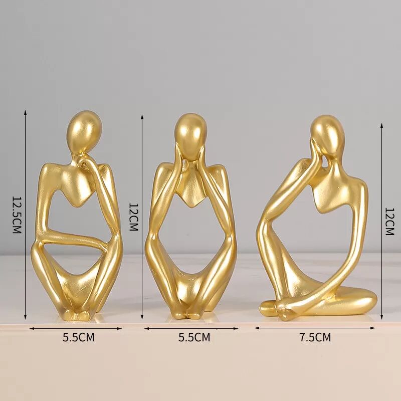 INF Ornements de Figures Abstraites - Ensemble de 3 Or