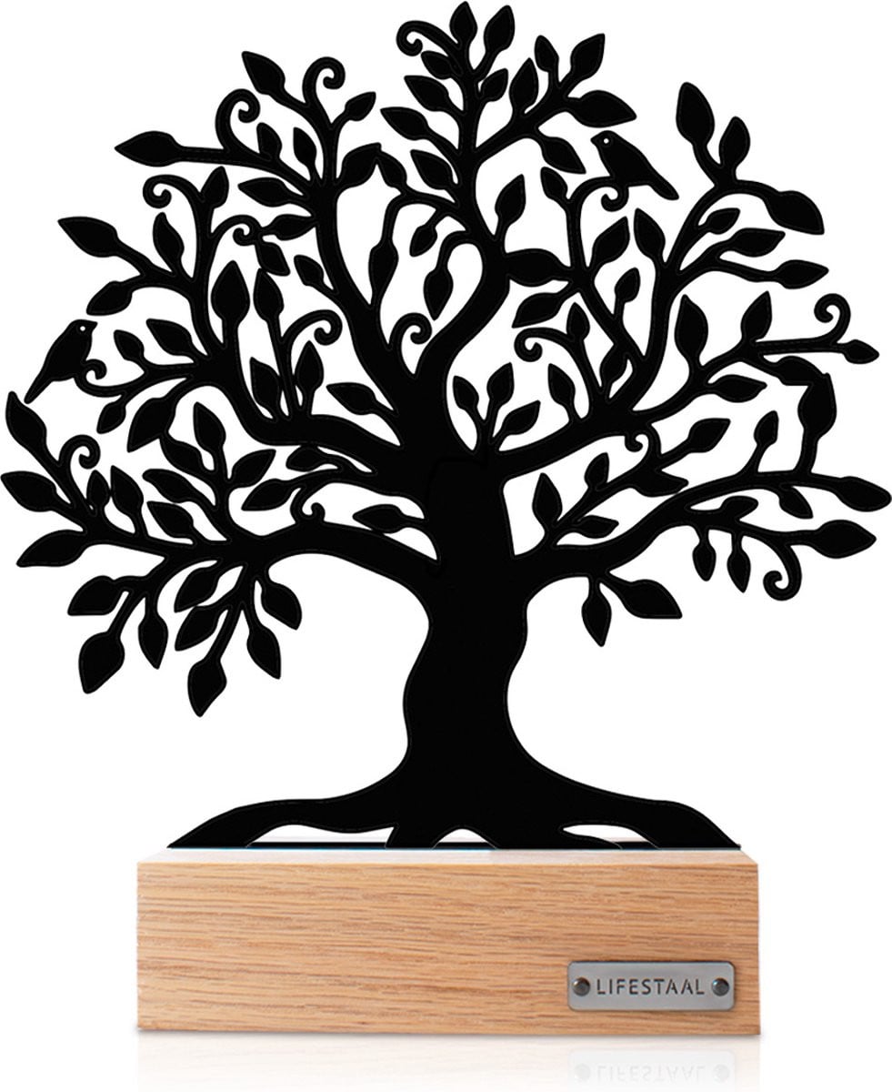 Lifestaal Ornament op voet Levensboom voor woonkamer decoratie 26 x 23 cm