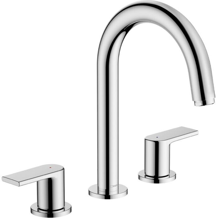 Hansgrohe Vernis Shape 3-Loch-Waschtisch-Armatur 71563000 mit Zugstangen-Ablaufgarnitur, chrom