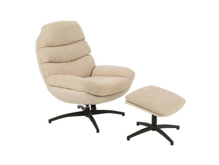 Fauteuil relax pivotant et repose pied Beige 78x90x102 cm