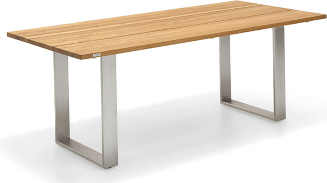 Niehoff - Teak-Gartentisch Noah - Aluminium 220 x 95 cm Teak recycelt Trapezkufe