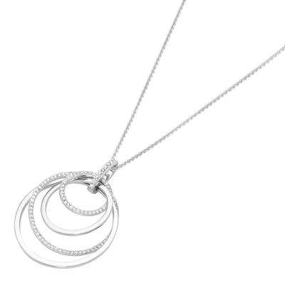 Kette mit Anhänger "Anhänger, 4 Ringe beweglich, Silber 925", weiß, GIORGIO MARTELLO MILANO, Halsketten, Damen, onesize, Silber 925 (Sterlingsilber)