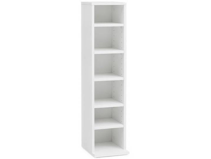 WOHNLING CD-Regal 21x20x90 cm Holz Weiß, Bücherregal Schmal Standregal offen für Musik-Sammlung, Nischenregal klein mit großzügigen Fächern, Aufbewahrung für Wohnzimmer und Flur