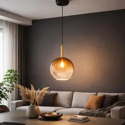 Hängelampe Hängeleuchte Pendellampe Esszimmerleuchte LED Glaskugel messing, Metall, LED 3,5W 350Lm warmweiß, DxH 18x120cm