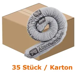 Absorptionsstrumpf PIG® SUPER Saugstrumpf im Karton 35 Stück Abmessung 6 cm x 107 cm, Absorbiert 66,2 L je Karton