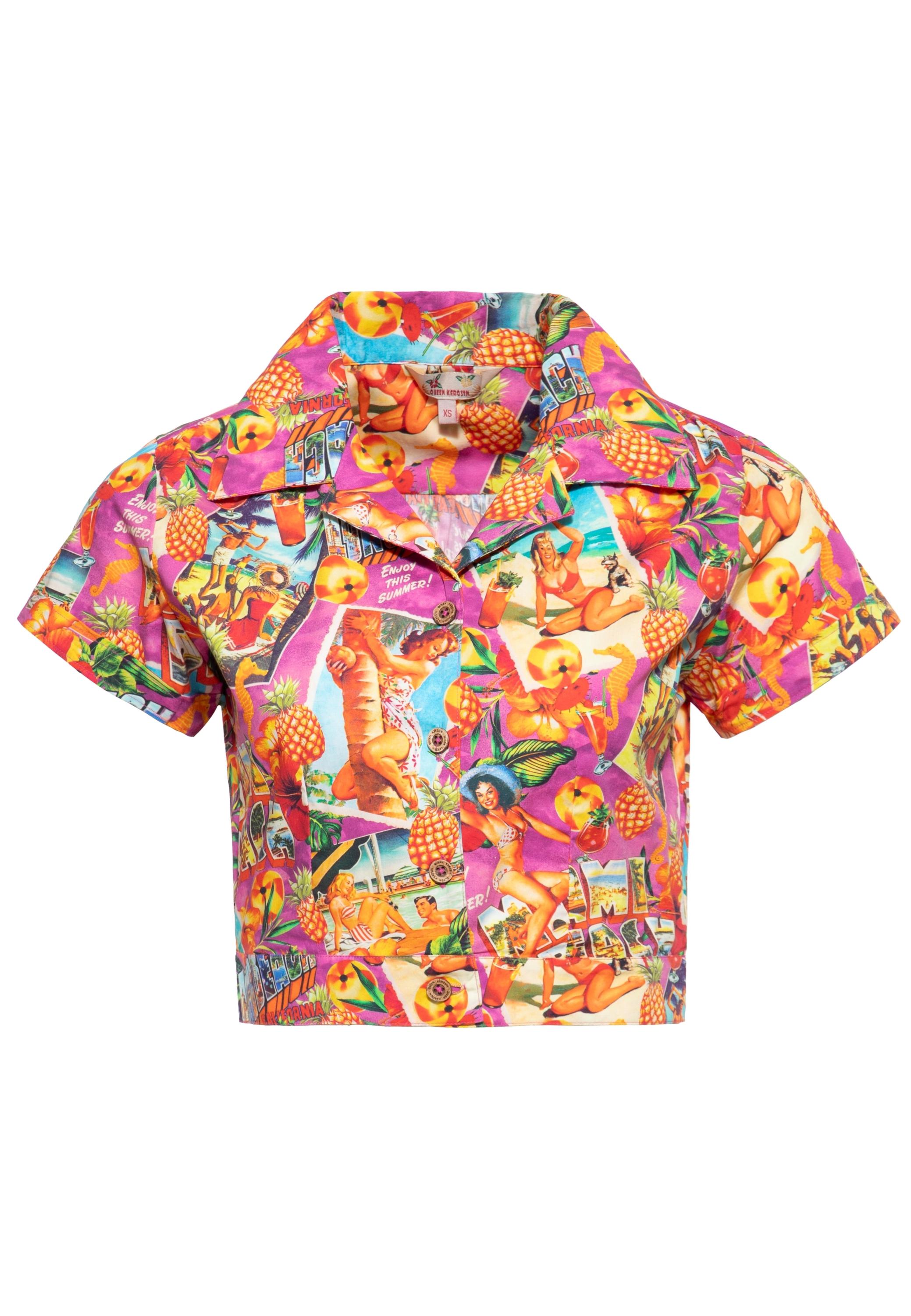 Queen Kerosin Damen Hawaiibluse Miami & Long Beach