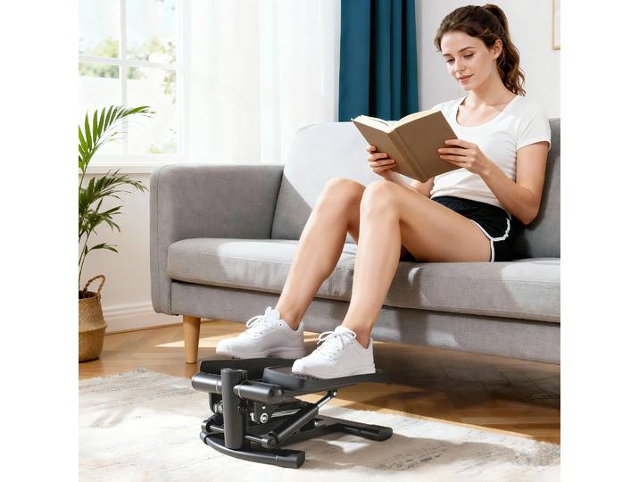 SPORTNOW Mini Stepper Fitness Noir LCD Hauteur Réglable 100kg