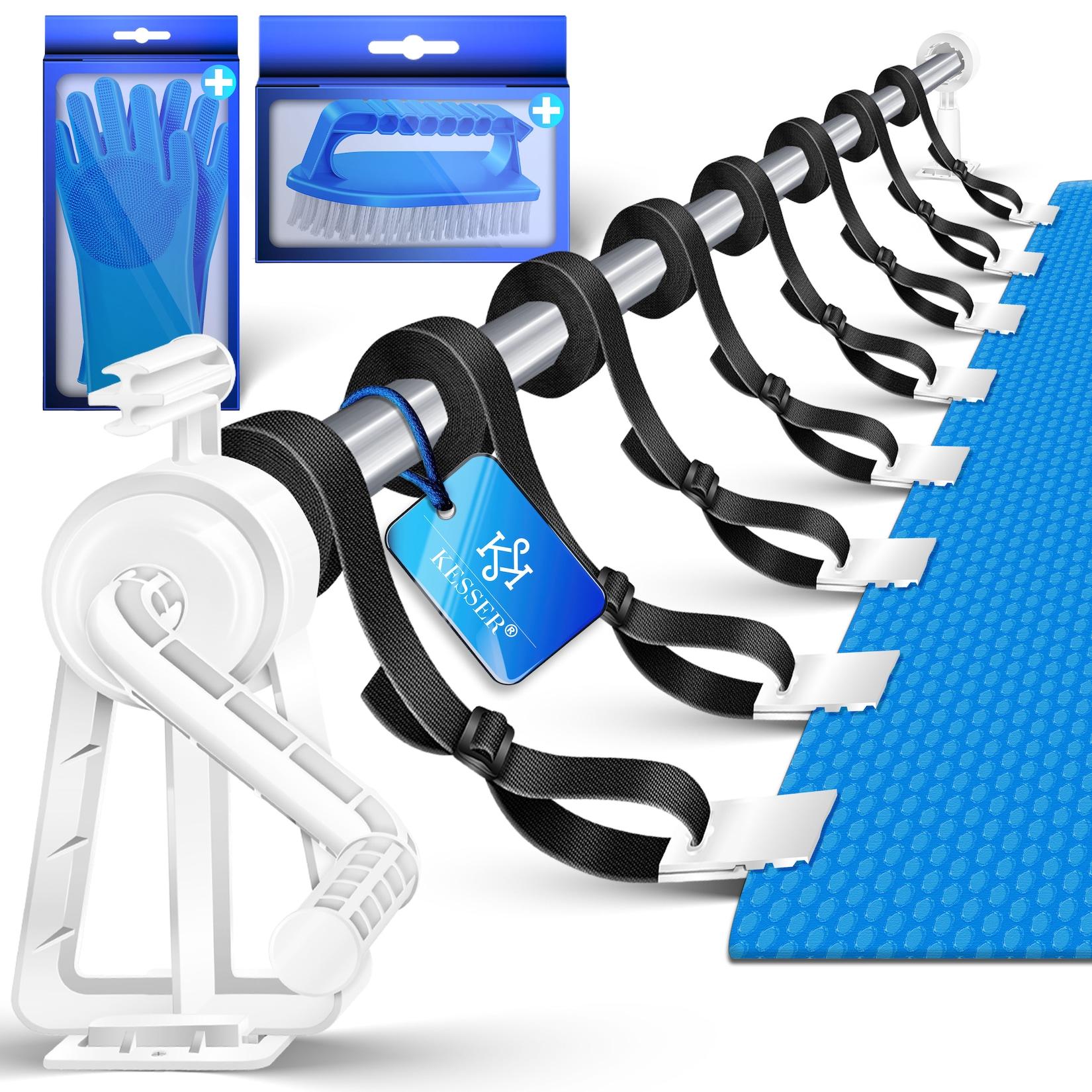 KESSER® Pool Aufroller Premium Aufrollsystem 1,05m - 6,15 m für Solarplane mobiles Aufrollvorrichtung für Poolplane & Abdeckung inkl. Bänder, Bürste & Handschuhe witterungsbeständiges Material