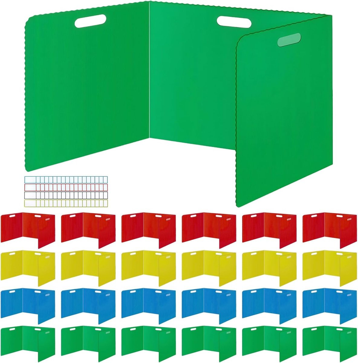 Set van 24 opvouwbare bureau scheidingswanden voor persoonlijke privacy in 4 kleuren