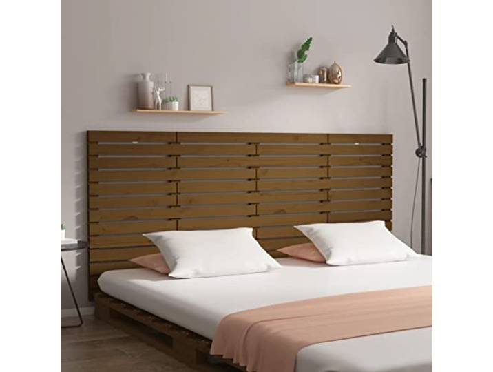 RJPLMFV Kopfteil zur Wandmontage, Massivholz, Kiefernholz, honigbraun, 206 x 3 x 91,5 cm