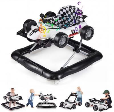 Costway 4-in-1 Baby Push Walker Activity Center Height Adjustable with Music Box-White