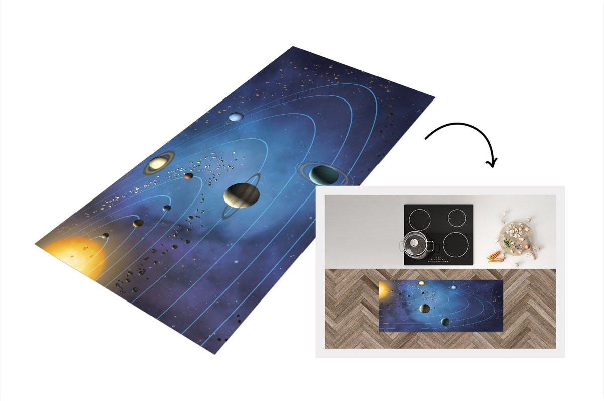 KitchenYeah Keukenloper Het Grote Zonnestelsel - Vinyl - 120 x 50 cm