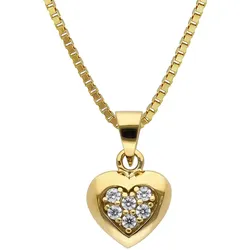 trendor 41552 Herz-Anhänger Gold 333 mit Zirkonia + vergoldete Silberkette, 40 cm