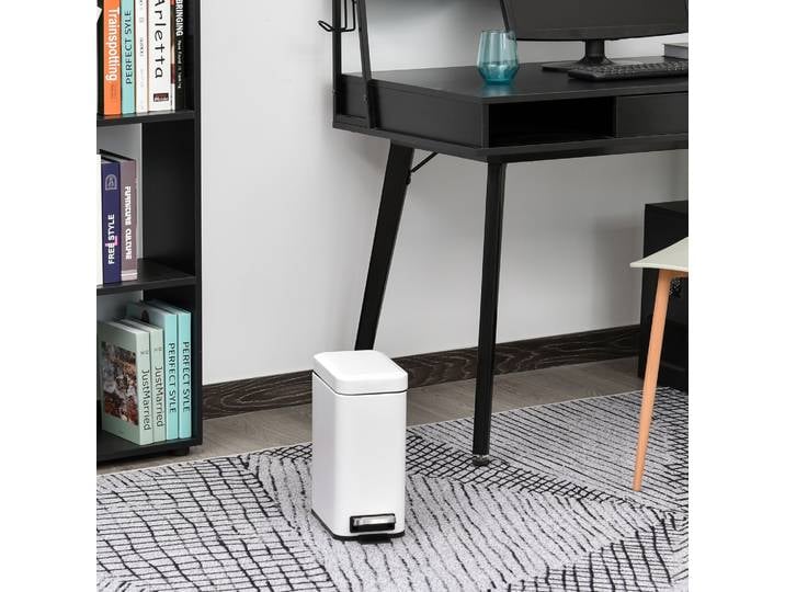 HOMCOM Poubelle à pédale de salle de bain 5 L métal blanc