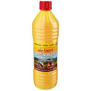 Favorit Grillanzünder 1263, Öko-Anzündpaste, flüssig, geruchsneutral & brennstark, 1 Liter