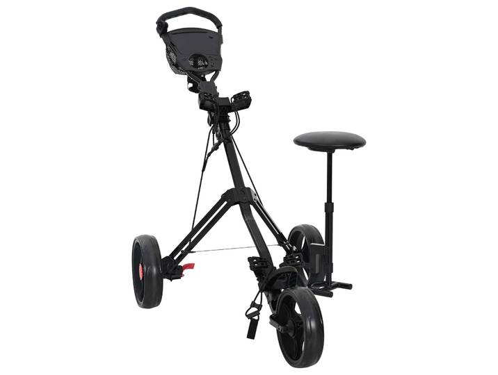vidaXL Golf-Dolly mit Sitz Schwarz 95 x 69 x 114 cm Eisen