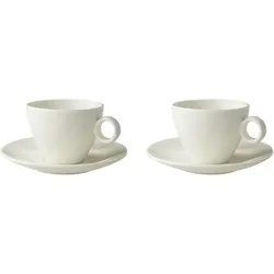 Maastricht Porselein Maastricht Porzellan Cappuccino-Tasse und Untertasse Bart 23 cl 15 cm Offwhite Porzellan 2 Stück