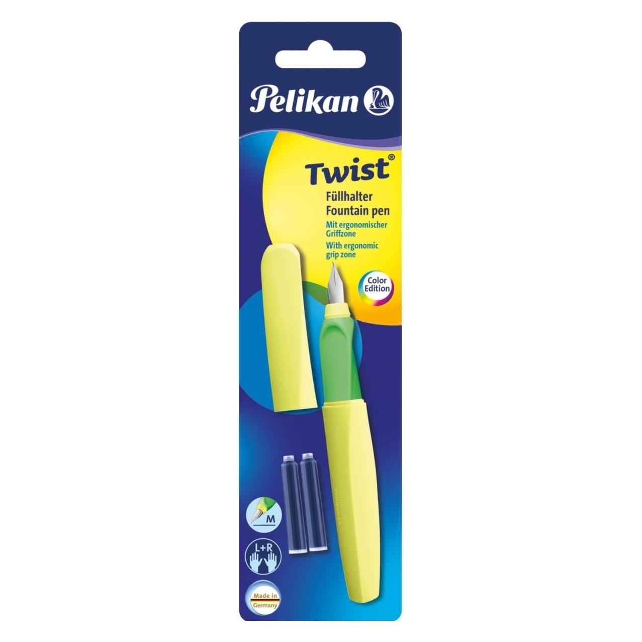 Pelikan Füller Twist Feder M, Neon, universell für Rechts- und Linkshänder, Blisterkarte (1x) (807326)