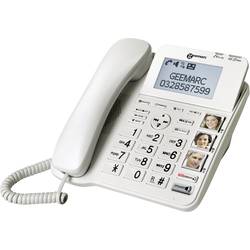 Geemarc CL595 Schnurgebundenes Seniorentelefon Anrufbeantworter, Freisprechen, Optische Anrufsignalisierung, für Hörgeräte kompatibel, inkl. Notrufsender, mit CL595_WH_VDE