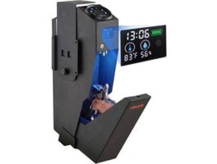 VEVOR Pistolentresor Pistolenkoffer Waffentresor Lockbox mit 4-Wege-Zugang, für 1 Pistole & 1 Magazin, Stahlkonstruktion, mit LCD-Display, Automatischer Beleuchtung, Optionalem Silent-Modus, Schwarz