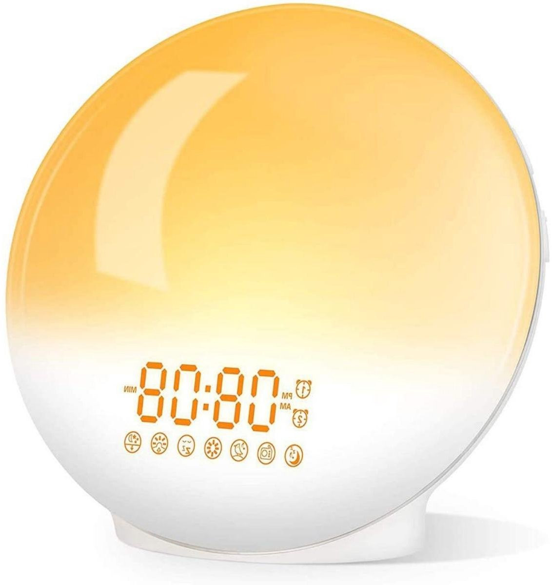 EXCITAT LED Wake Up Light Wekker met 7 Natuurgeluiden en 7 Kleuren