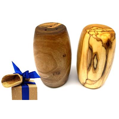 Salz- / Pfefferstreuer OLIVENHOLZ-ERLEBEN "2er Set Salz- und Pfefferstreuer FASS aus Olivenholz", braun, B:3cm H:7,5cm Ø:3cm, Gewürzstreuer, Kombination aus edlem Olivenholz