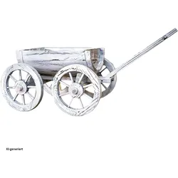 HTI-Living, Aussendekoration, Holzhandwagen Weiss Rustikal Sommerset