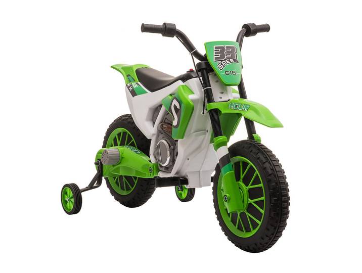 Homcom Elektromotorrad Kindermotorrad Kinderfahrzeug Elektrofahrzeug Grün+Weiß, Kunststoff, 51.5x68x106.5 cm, Spielzeug, Kinderfahrzeuge