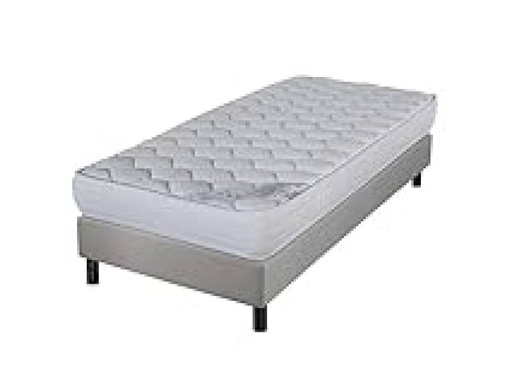 EBAC Literie Matelas et sommier 90x190 Mousse - Newkit - Soutien Medium - Sommier démonté - Lin