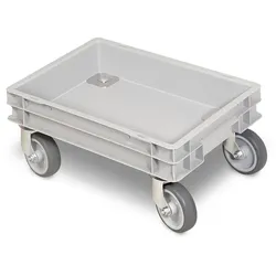 BRB Rollkasten für 400x300mm Eurobehälter, graue Gummiräder, Trg 100 kg, grau