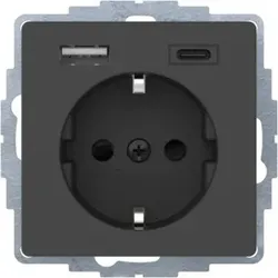 Berker MAN0204623 STD SCHUKO/USB A-C Qx schwarz matt