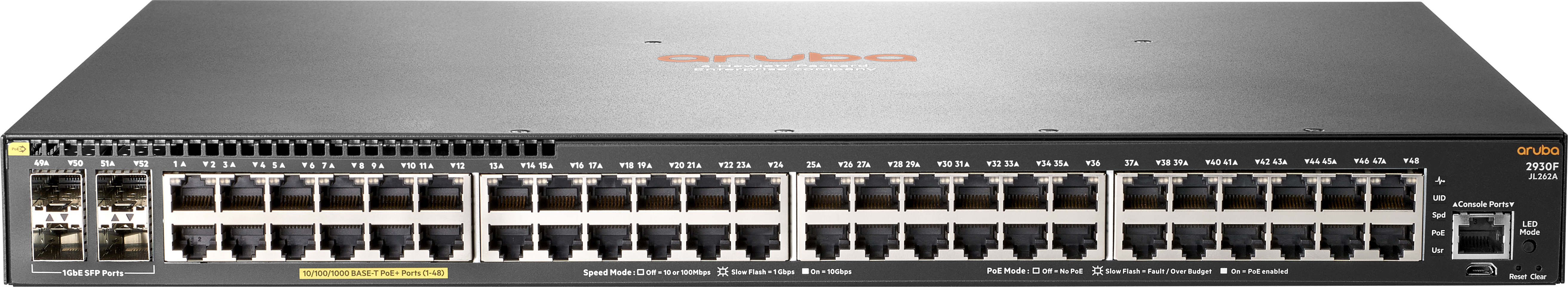 HPE Aruba Networking 2930F 48G PoE+ 4SFP Switch, Power over Ethernet (PoE)